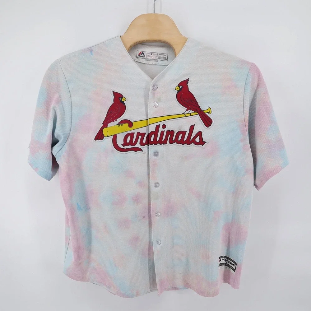 Majestic St. Louis Cardinals‎ Tie Dye Baseball Jersey Pastel Mens 2XL